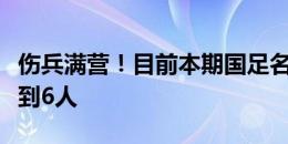 伤兵满营！目前本期国足名单中的伤员人数达到6人