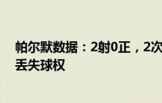 帕尔默数据：2射0正，2次关键传球，1次创造良机，15次丢失球权