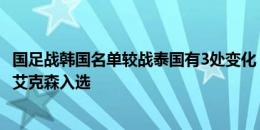 国足战韩国名单较战泰国有3处变化，武磊回归&李磊、艾克森入选