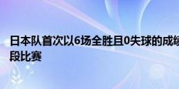 日本队首次以6场全胜且0失球的成绩，进入到世预赛最后阶段比赛