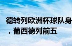 德转列欧洲杯球队身价榜：英格兰压法国居首，葡西德列前五