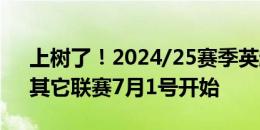 上树了！2024/25赛季英超夏窗今天开启，其它联赛7月1号开始