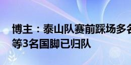 博主：泰山队赛前踩场多名伤员回归 费南多等3名国脚已归队