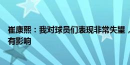 崔康熙：我对球员们表现非常失望，国家队抽调对球队训练有影响