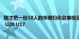 刚才把一份18人的华裔归化名单给足协的人了，涵盖成年队 U20 U17