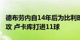 德布劳内自14年后为比利时在大赛送出9次助攻 卢卡库打进11球