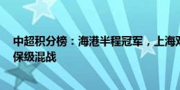 中超积分榜：海港半程冠军，上海双雄均不败！下半区8队保级混战