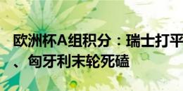 欧洲杯A组积分：瑞士打平即可出线，苏格兰、匈牙利末轮死磕