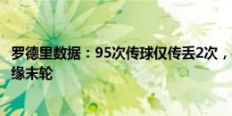 罗德里数据：95次传球仅传丢2次，4次长传全到位，染黄无缘末轮