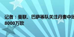 记者：曼联、巴萨等队关注丹麦中场尤尔曼德，球员解约金8000万欧