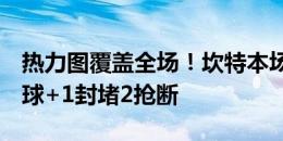 热力图覆盖全场！坎特本场数据：3次关键传球+1封堵2抢断