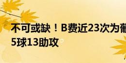 不可或缺！B费近23次为葡萄牙出战，贡献15球13助攻