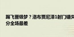 踢飞晋级梦？洛布贾尼泽1射门错失重大机会+3解围，6.3分全场最差