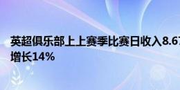 英超俱乐部上上赛季比赛日收入8.67亿镑，门票涨价助收入增长14%