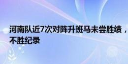 河南队近7次对阵升班马未尝胜绩，是他们战升班马的最长不胜纪录