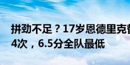 拼劲不足？17岁恩德里克替补19分钟仅触球4次，6.5分全队最低