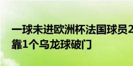 一球未进欧洲杯法国球员225分钟0进球，仅靠1个乌龙球破门