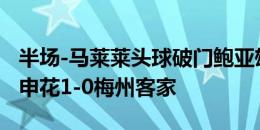 半场-马莱莱头球破门鲍亚雄失误险送礼 上海申花1-0梅州客家