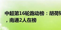 中超第16轮跑动榜：胡荷韬12040.18米居首，南通2人在榜