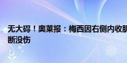 无大碍！奥莱报：梅西因右侧内收肌不适进行治疗，初步判断没伤