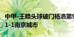 中甲-王皓头球破门杨浩第95分钟绝平 广州队1-1南京城市