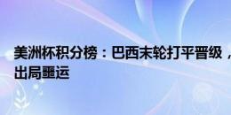 美洲杯积分榜：巴西末轮打平晋级，东道主美国或面临小组出局噩运