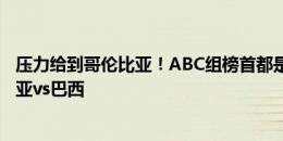 压力给到哥伦比亚！ABC组榜首都是全胜晋级，末轮哥伦比亚vs巴西