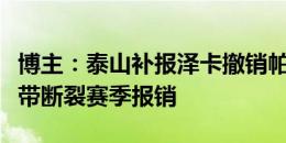 博主：泰山补报泽卡撤销帕托，贾德松十字韧带断裂赛季报销