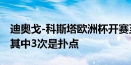 迪奥戈-科斯塔欧洲杯开赛至今总计扑救9次，其中3次是扑点