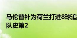 马伦替补为荷兰打进8球追平亨特拉尔，并列队史第2