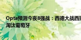 Opta预测今夜8强战：西德大战西班牙稍占上风，法国6成淘汰葡萄牙