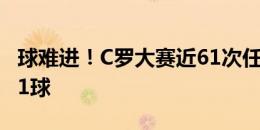 球难进！C罗大赛近61次任意球打门，仅打入1球