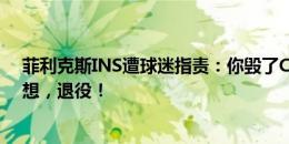 菲利克斯INS遭球迷指责：你毁了C罗最后一届欧洲杯的梦想，退役！