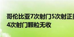 哥伦比亚7次射门5次射正打进5球，巴拿马14次射门颗粒无收