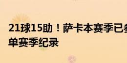 21球15助！萨卡本赛季已参与36球 刷新个人单赛季纪录