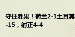 守住胜果！荷兰2-1土耳其全场数据：射门11-15，射正4-4