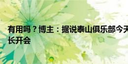 有用吗？博主：据说泰山俱乐部今天下午召集各球迷协会会长开会