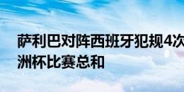 萨利巴对阵西班牙犯规4次，追平此前5场欧洲杯比赛总和