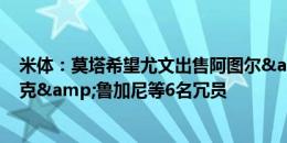 米体：莫塔希望尤文出售阿图尔&麦肯尼&米利克&鲁加尼等6名冗员