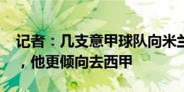 记者：几支意甲球队向米兰求购卢卡-罗梅罗，他更倾向去西甲