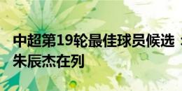 中超第19轮最佳球员候选：武磊、阿兰领衔，朱辰杰在列