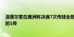 洛塞尔索在美洲杯决赛7次传球全部成功，包括助攻劳塔罗的1传