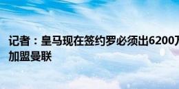 记者：皇马现在签约罗必须出6200万欧，球员已告知皇马将加盟曼联