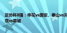 足协杯8强：申花vs国安、泰山vs河南、海港vs津门虎、南京vs蓉城