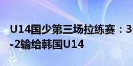 U14国少第三场拉练赛：3分钟丢2球，再度0-2输给韩国U14