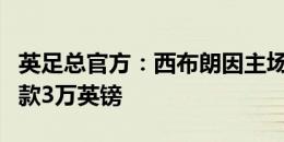 英足总官方：西布朗因主场球迷冲突事件被罚款3万英镑