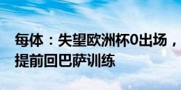 每体：失望欧洲杯0出场，特狮决定缩短假期提前回巴萨训练