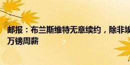 邮报：布兰斯维特无意续约，除非埃弗顿匹配曼联提供的16万镑周薪