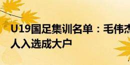 U19国足集训名单：毛伟杰领衔，山东泰山8人入选成大户