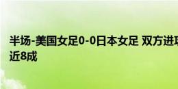 半场-美国女足0-0日本女足 双方进攻乏力各1射正 美国控球近8成